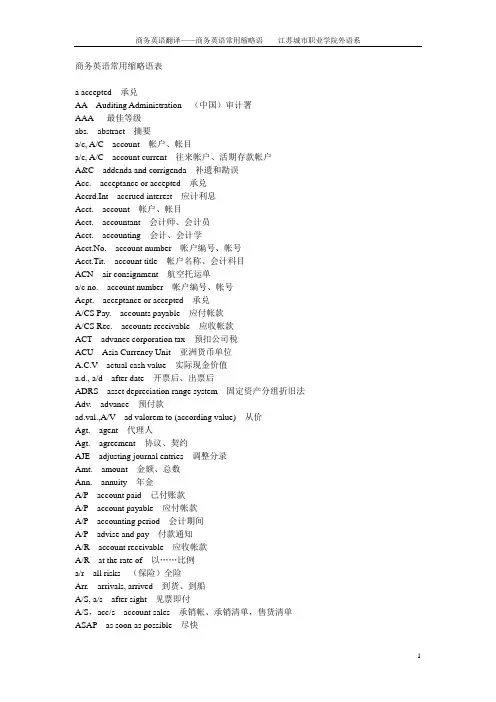 商务英语常用缩略词