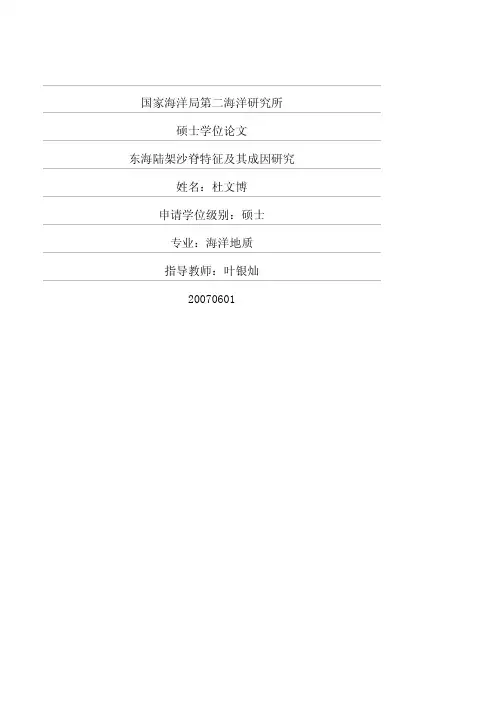 东海陆架沙脊特征及其成因研究