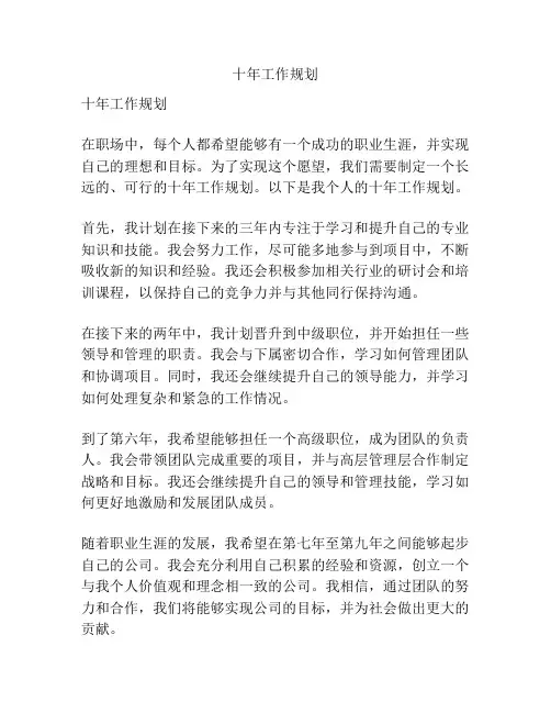 十年工作规划