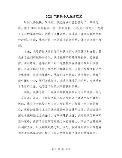 2024年新兵个人总结范文