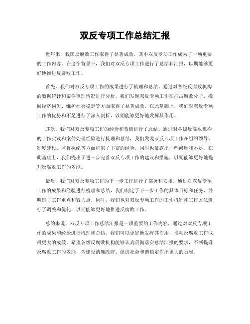 双反专项工作总结汇报