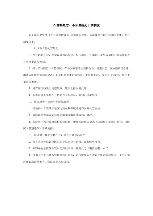 不合格处方、不合理用药干预制度