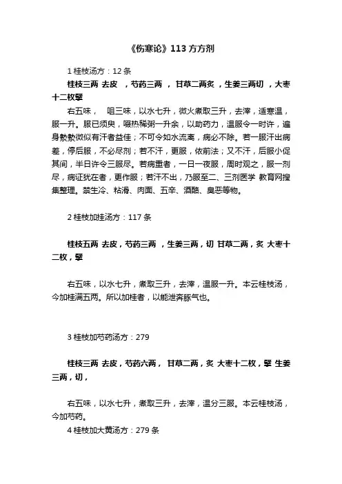 《伤寒论》113方方剂