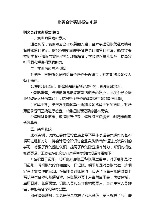 财务会计实训报告4篇