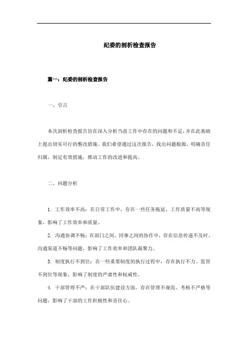 纪委的剖析检查报告