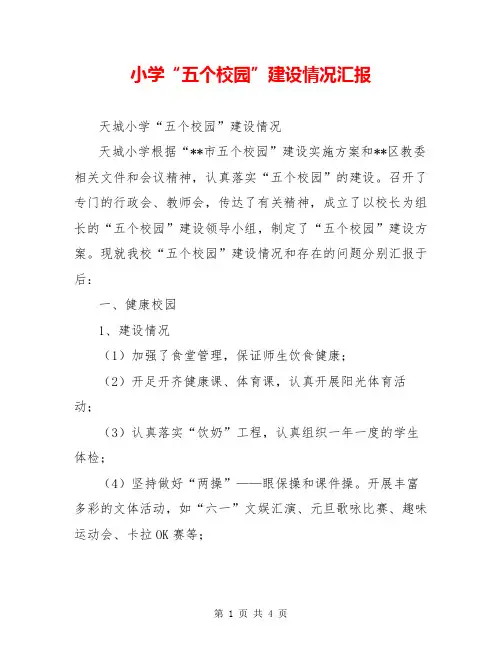 小学“五个校园”建设情况汇报