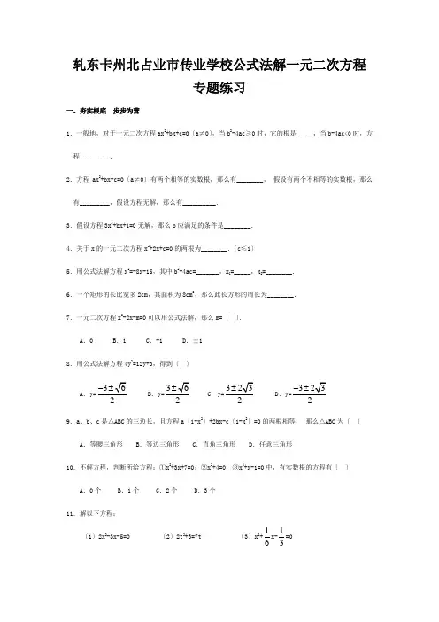 九年级数学上册 公式法解一元二次方程专题练习 试题