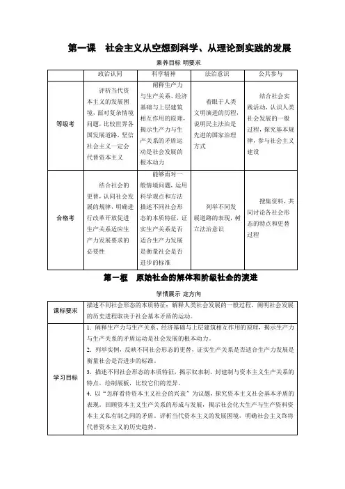 新教材高中政治人教版必修1学案第一课第一框原始社会的解体和阶级社会的演进