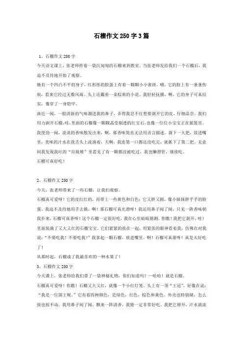 石榴作文250字3篇
