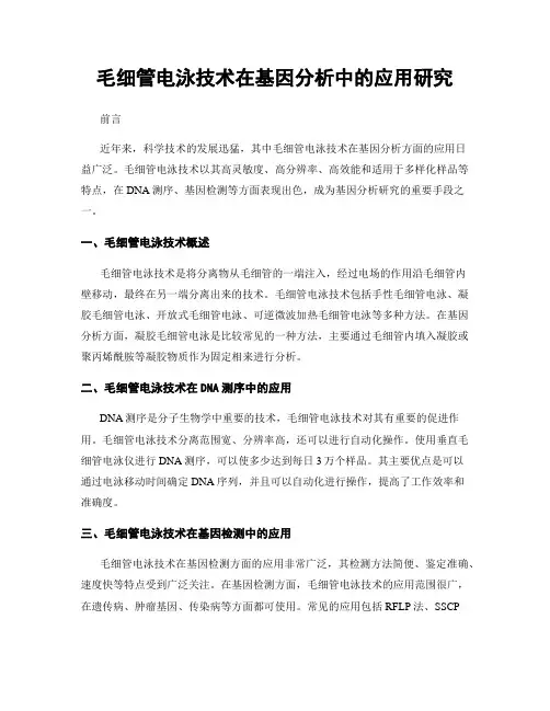 毛细管电泳技术在基因分析中的应用研究