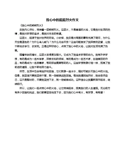 我心中的熊熊烈火作文