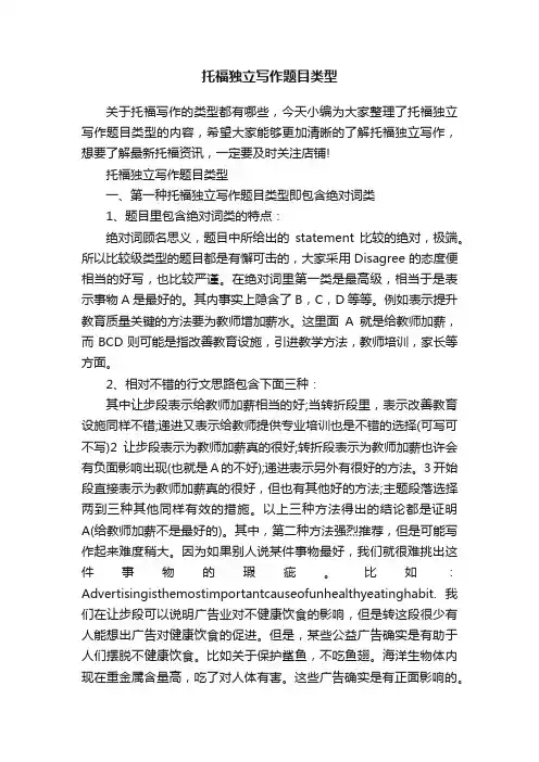 托福独立写作题目类型