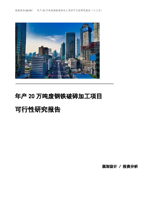 年产20万吨废钢铁破碎加工项目可行性研究报告(十三五)