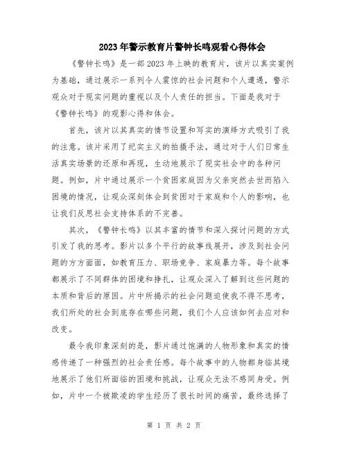 2023年警示教育片警钟长鸣观看心得体会
