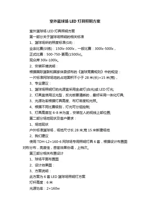 室外篮球场LED灯具照明方案
