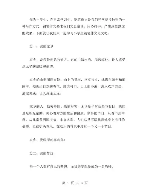 小学生钢笔作文范文