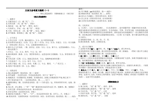 《烛之武》《荆轲》《鸿门宴》必修一复习提纲