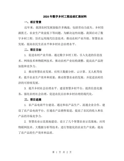 2024年数字乡村工程总结汇报材料