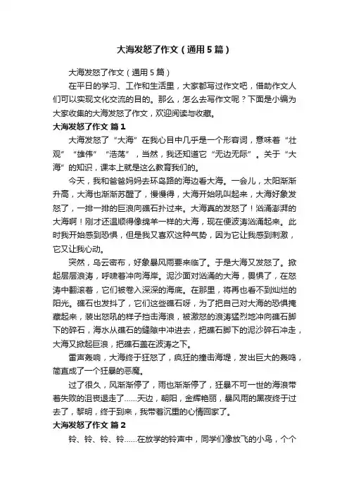 大海发怒了作文（通用5篇）