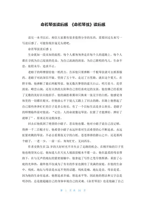 命若琴弦读后感 《命若琴弦》读后感