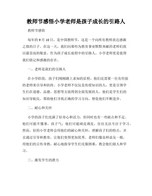 教师节感悟小学老师是孩子成长的引路人