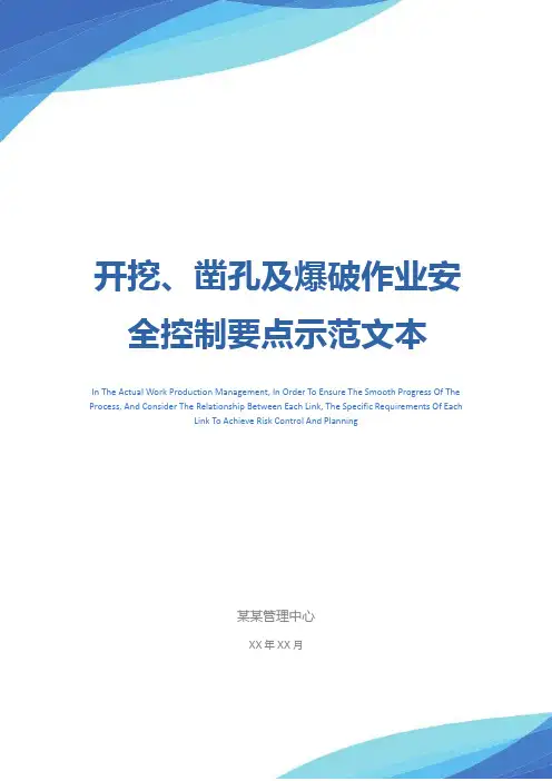 开挖、凿孔及爆破作业安全控制要点示范文本