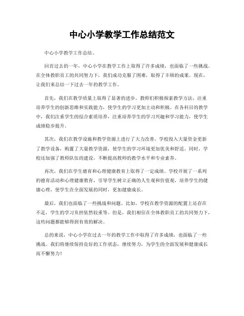 中心小学教学工作总结范文