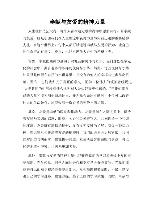 奉献与友爱的精神力量