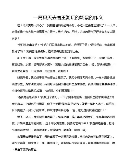 一篇夏天去唐王湖玩的场景的作文