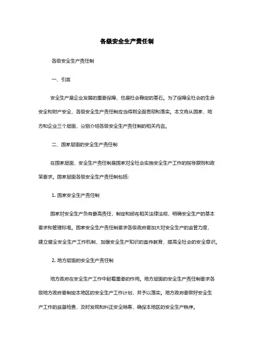 各级安全生产责任制