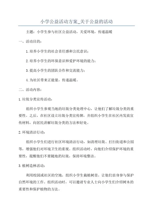 小学公益活动方案_关于公益的活动