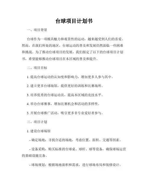 台球项目计划书