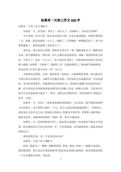 如果有一天初三作文600字