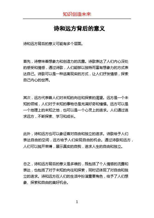 诗和远方背后的意义