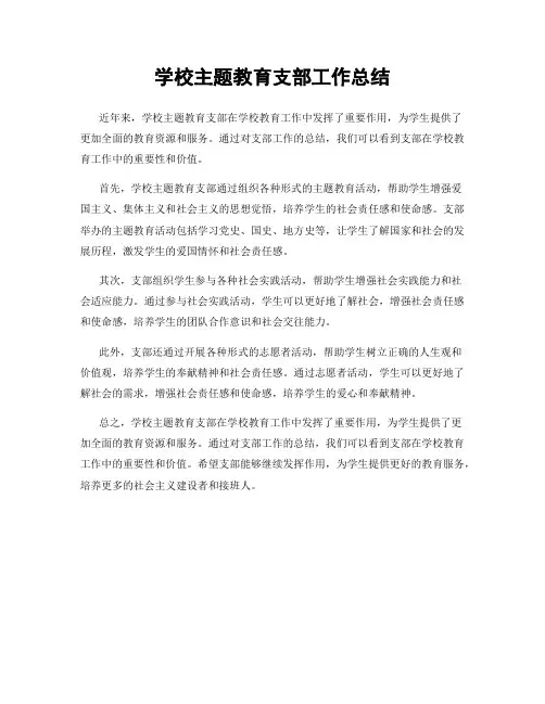 学校主题教育支部工作总结