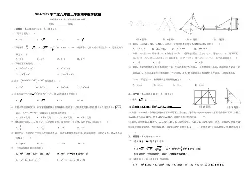海南省海口市某校2024-2025学年八年级上学期期中考试数学试题(学生版+教师版)