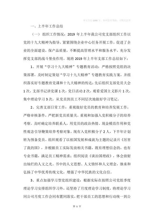 2019年电气有限公司党支部工作总结