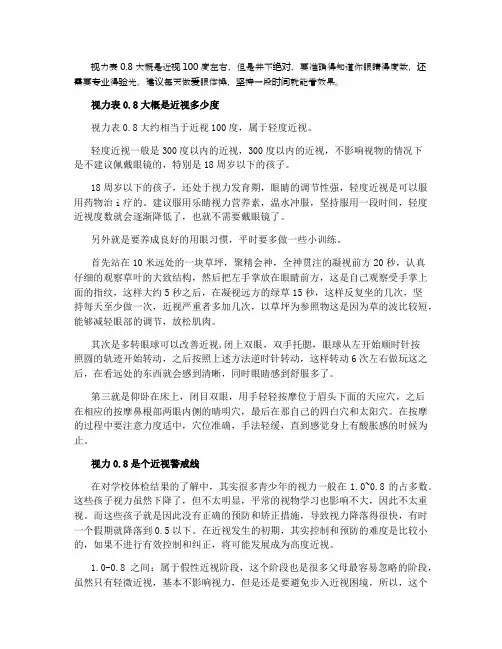 0.8的视力是多少度 正常吗