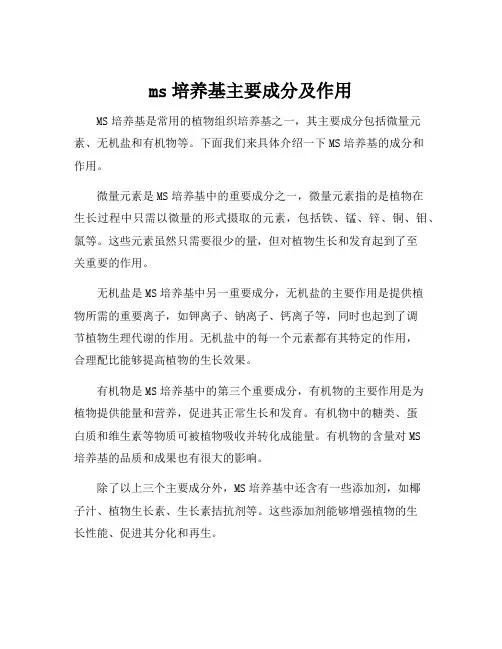 ms培养基主要成分及作用
