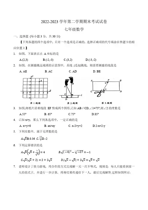 河南省濮阳市2022-2023学年七年级下学期期末考试数学试卷(含答案)