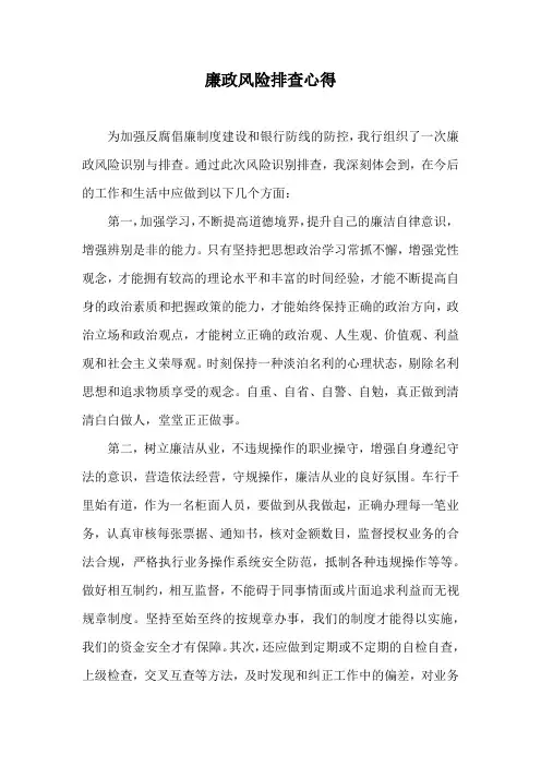 廉政风险排查心得
