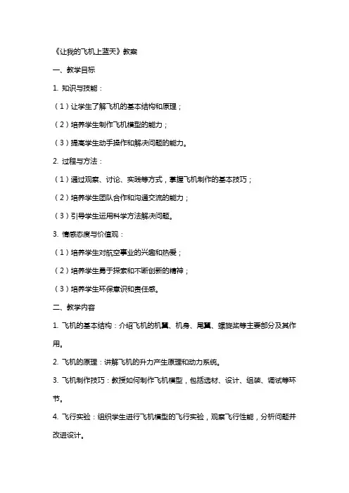 《让我的飞机上蓝天》教案