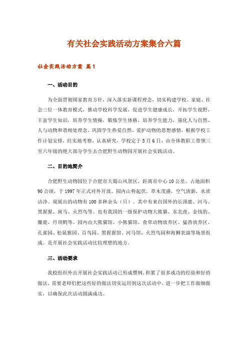 有关社会实践活动方案集合六篇
