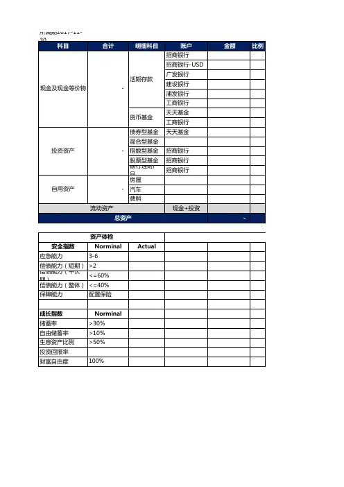 个人理财财务统计表