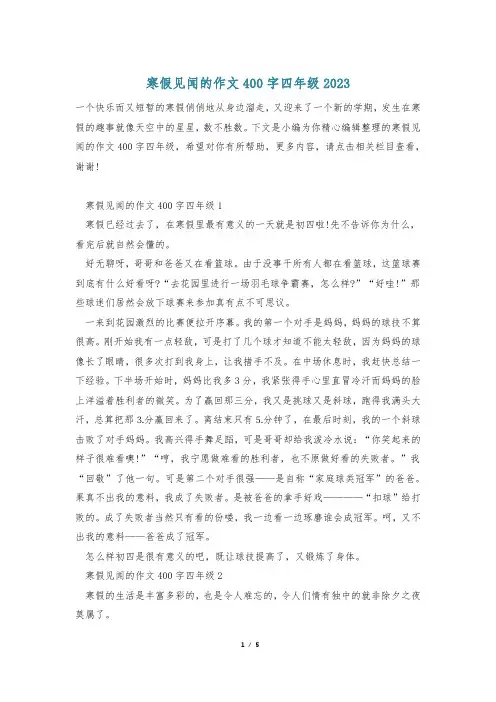 寒假见闻的作文400字四年级2023