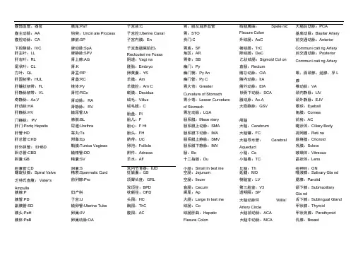 超声常用名词缩写