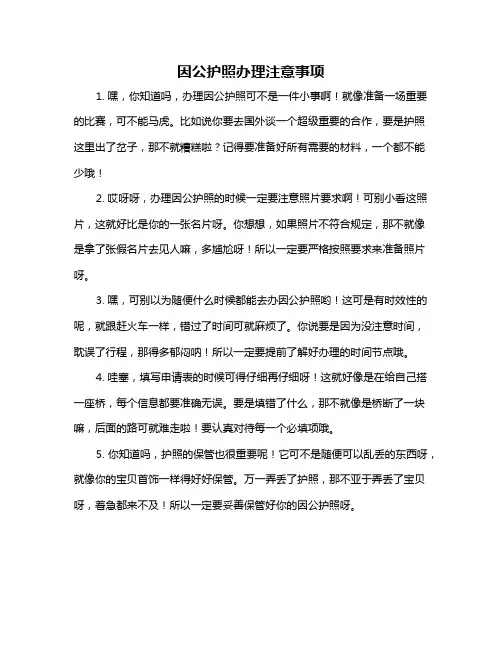 因公护照办理注意事项