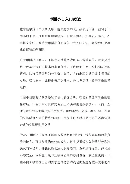 币圈小白入门简述