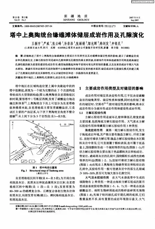 塔中上奥陶统台缘礁滩体储层成岩作用及孔隙演化
