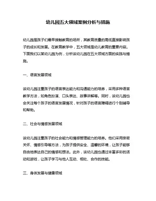 幼儿园五大领域案例分析与措施